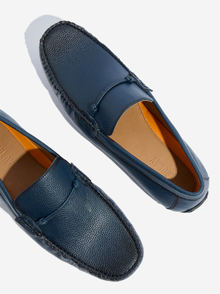 SOLEPLAY Blue Solid Leather Loafers