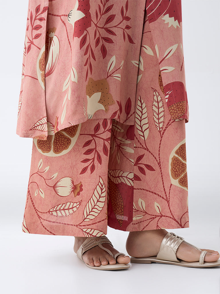 Westside Utsa Women's Red Botanical Pattern Palazzos for Everyday Zoomed View