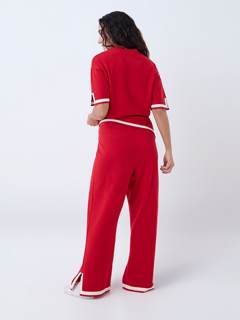 Wunderlove Red Solid High-Rise Pants