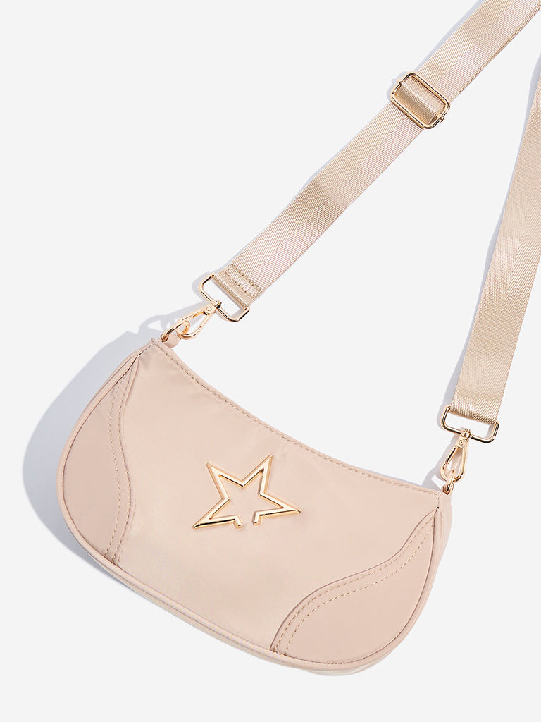 Westside Beige Star-Detailed Sling Bag