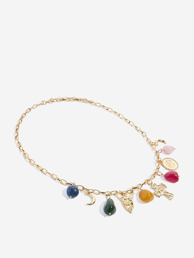 Westside Accessories Multicolour Gemstone and Charms-Detailed Necklace