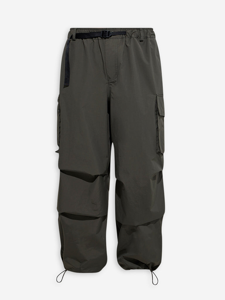 Buy Nuon Olive Cargo-Style Relaxed-Fit Mid-Rise Pants from Westside
