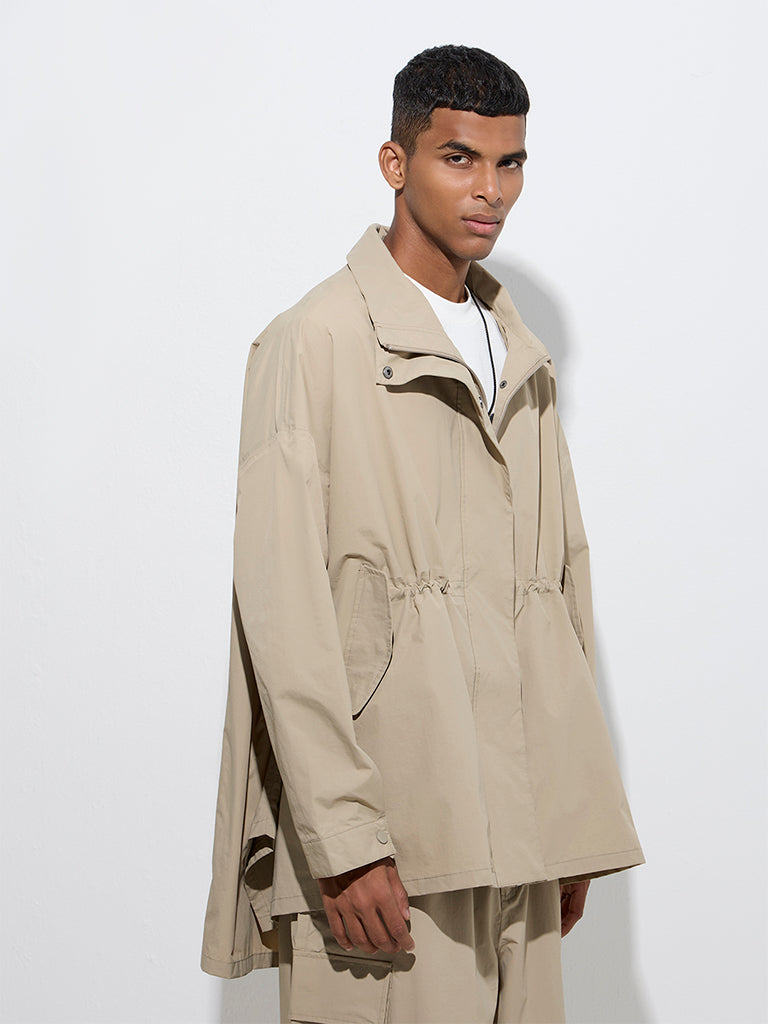 Buy Nuon Beige Solid Parka Jacket from Westside