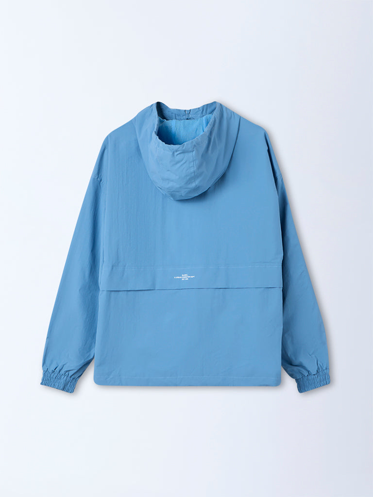 Nuon Blue Solid Quarter-Zip Hoodie