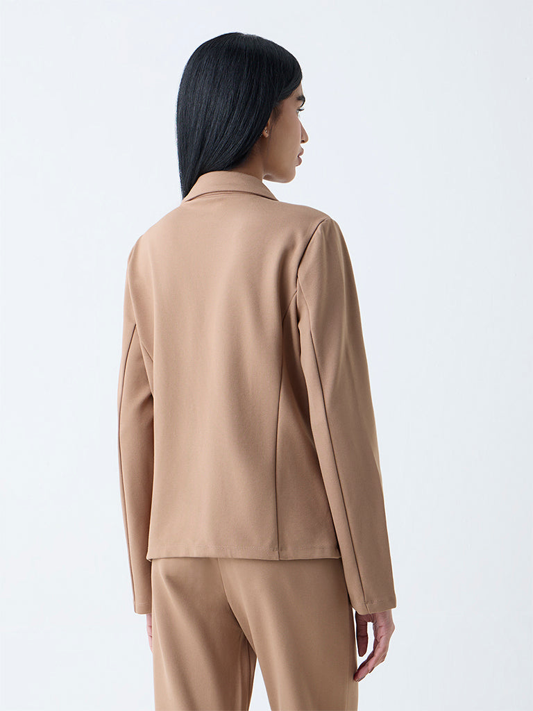Wardrobe Beige Solid Blazer