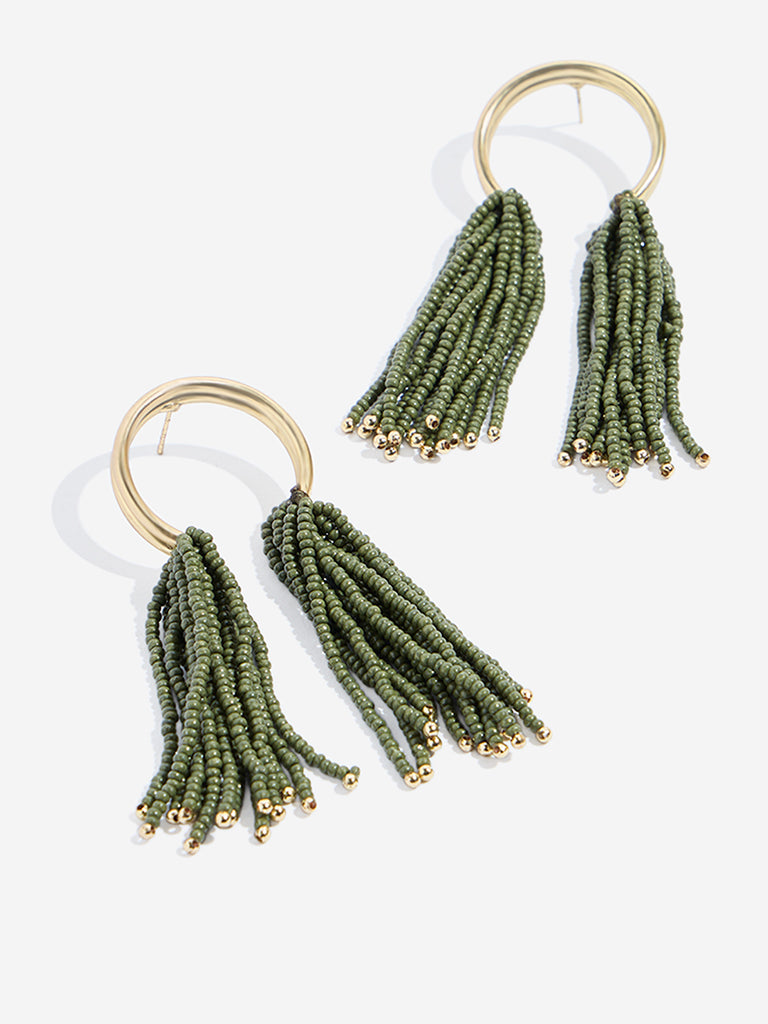 Westside Accessories Green Beaded Dangler Earrings