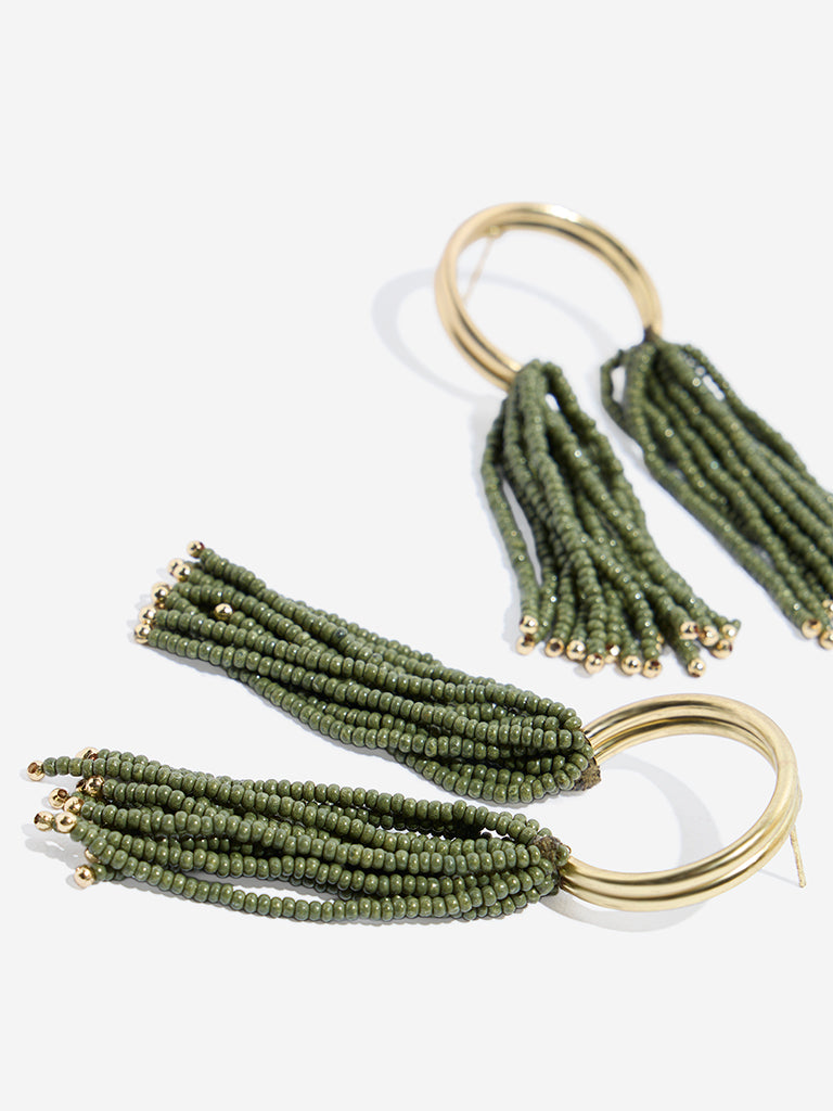 Westside Accessories Green Beaded Dangler Earrings