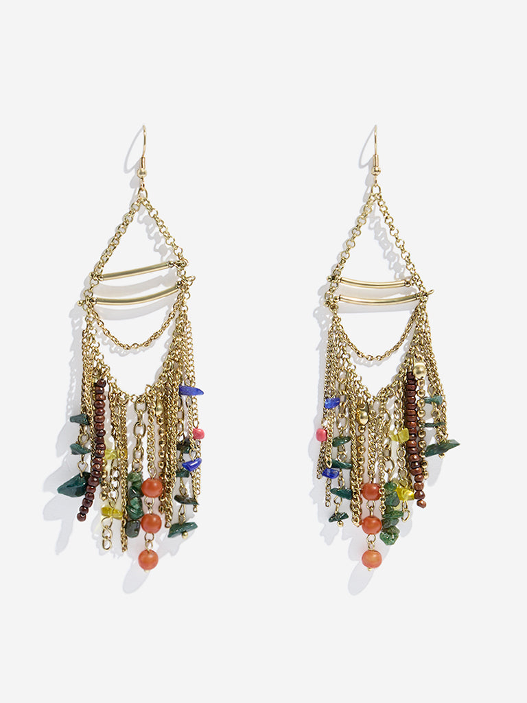 Westside Accessories Multicolour Beaded Statement Dangler Earrings