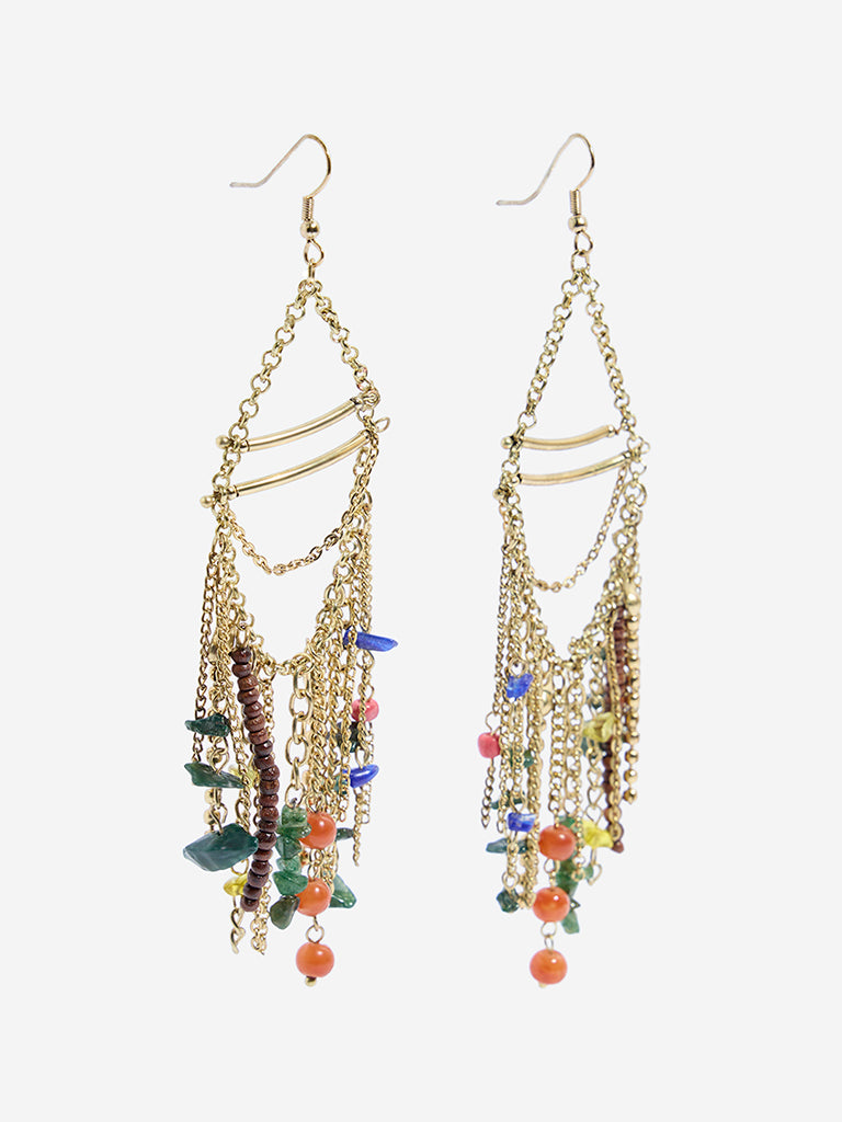Westside Accessories Multicolour Beaded Statement Dangler Earrings