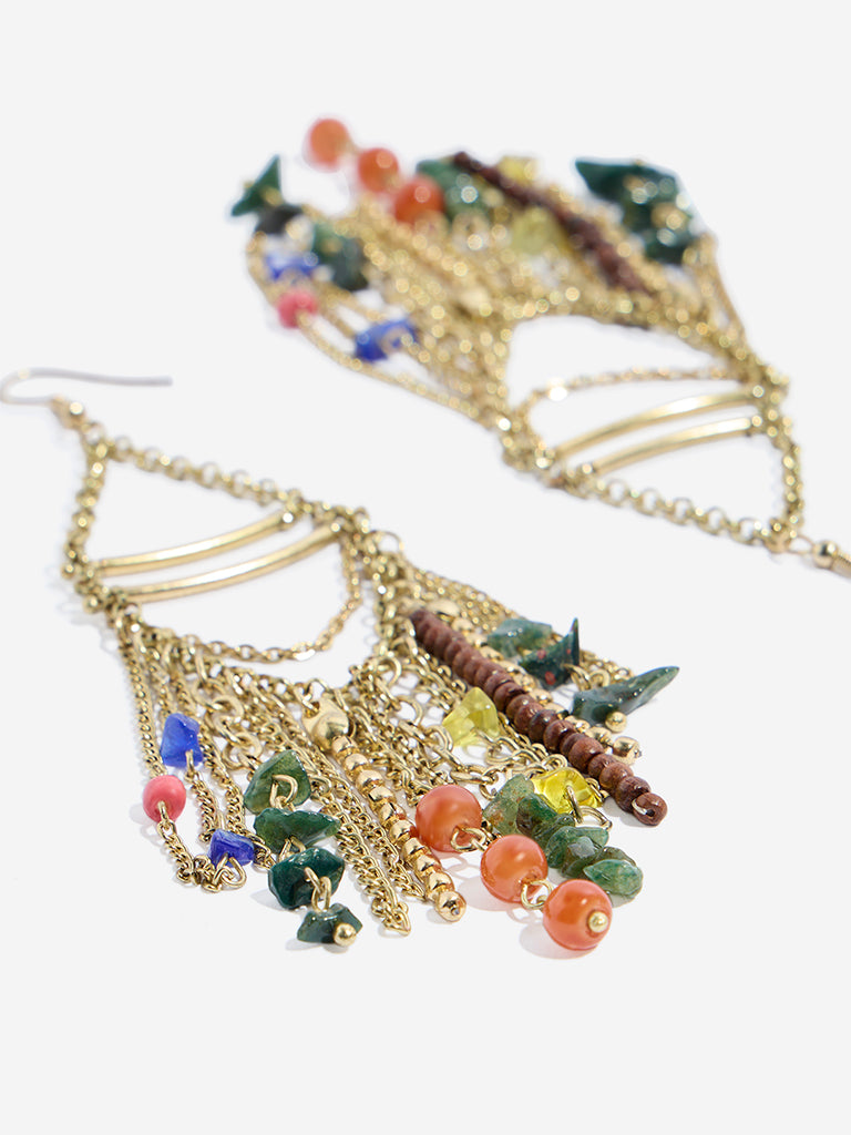 Westside Accessories Multicolour Beaded Statement Dangler Earrings