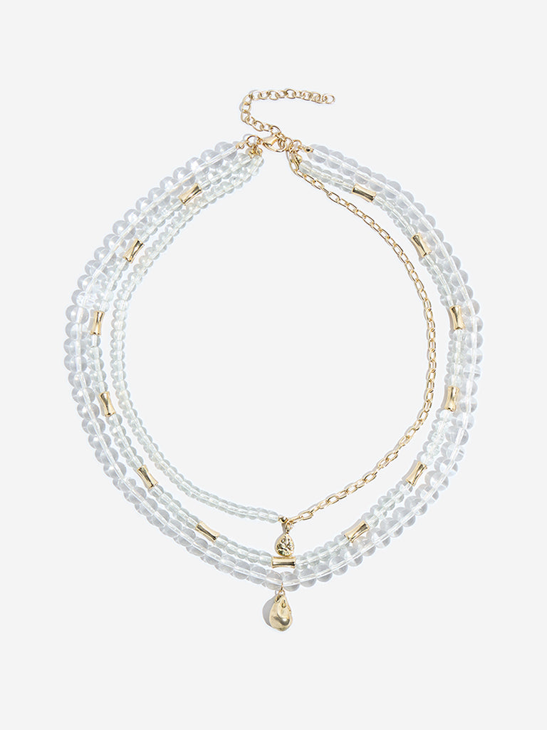 Westside Accessories Clear Beaded Statement Necklace