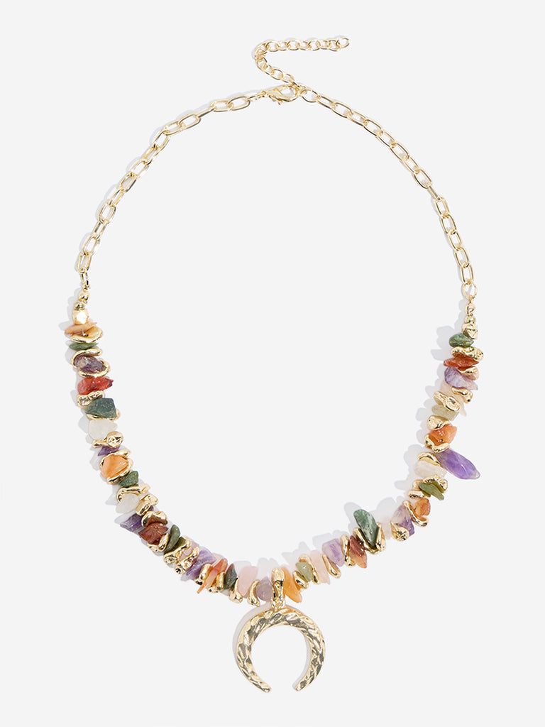Westside Accessories Multicolour Multi Stones Pendant Necklace