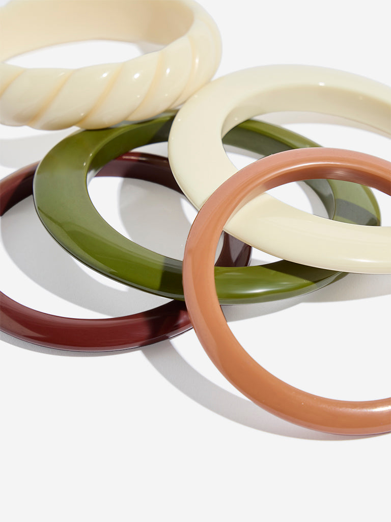 Westside Accessories Multicolour Shaped Resin Bangles Set - Pack of 5