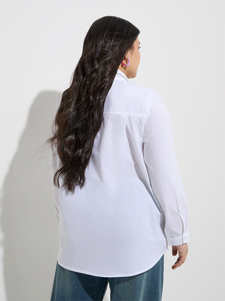 Gia White Floral Embroidered Cotton Shirt