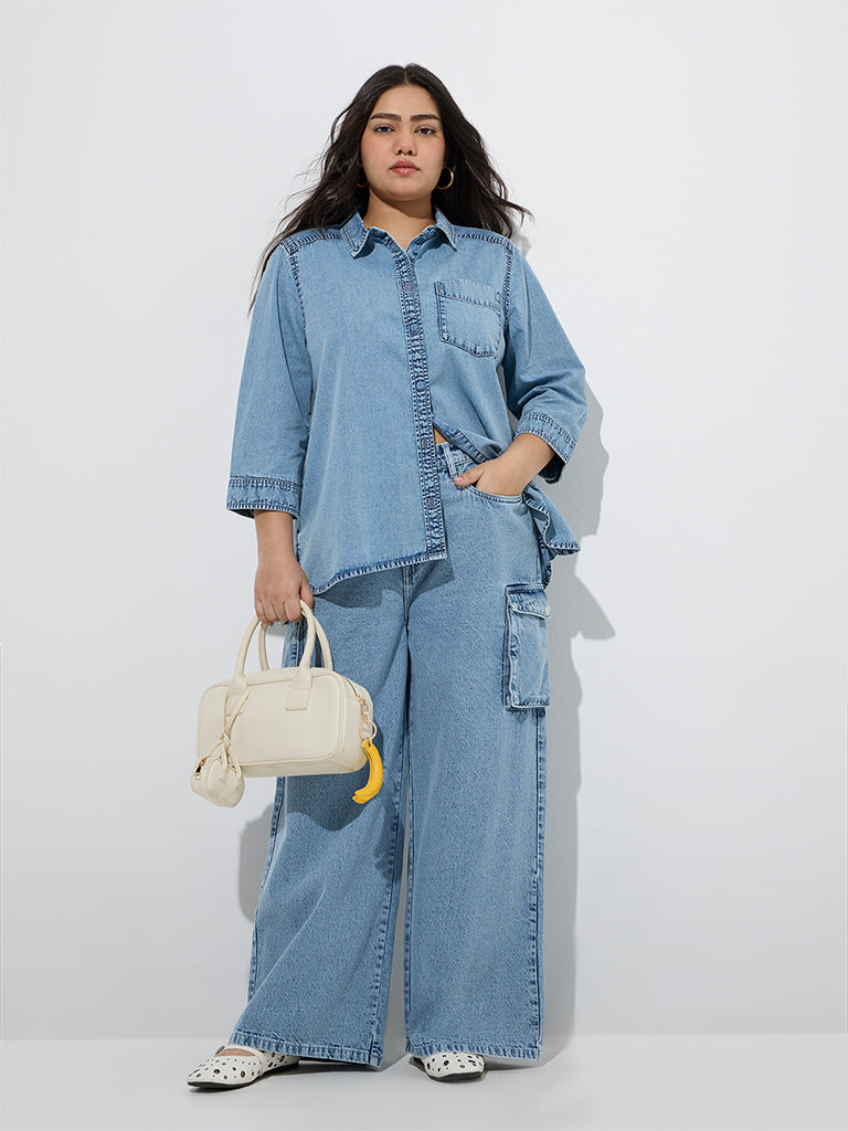 Gia Light Blue Faded Denim Shirt