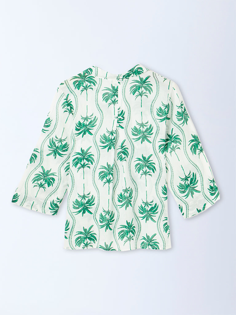 Gia White Botanical Printed Shirt