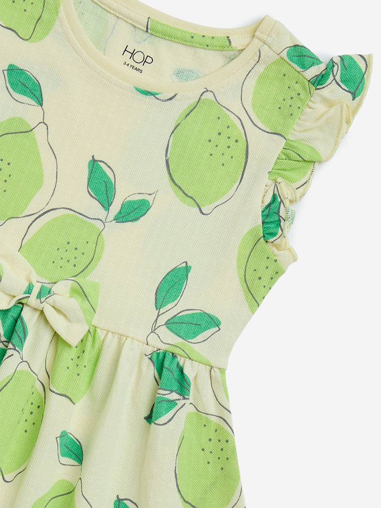 Buy HOP Kids Mint Lemon Printed Cotton A-Line Dress from Westside