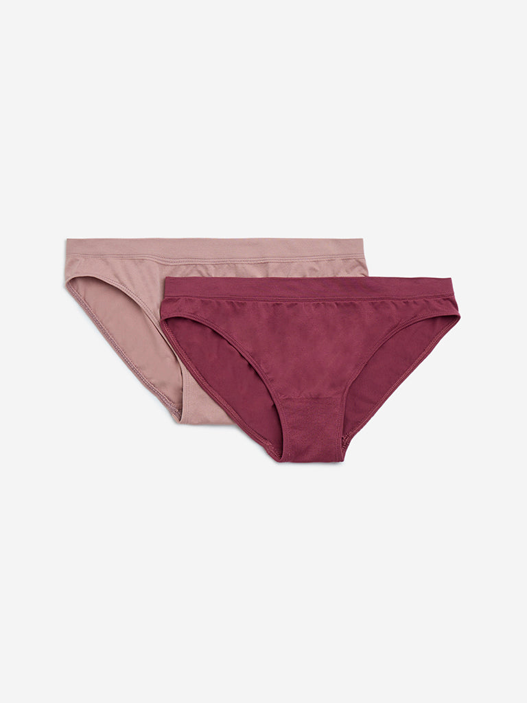 Westside Superstar Women's Dusty Rose Bikini Briefs - Pack of 2 for Casual Wear Flatly