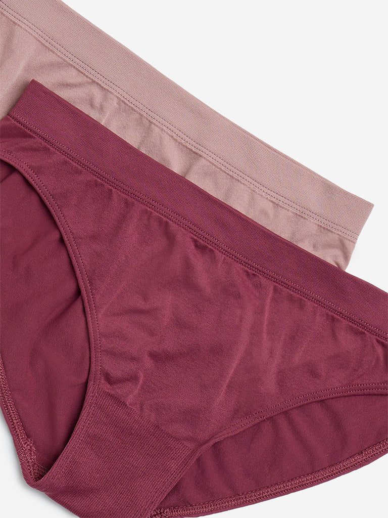 Westside Superstar Women's Dusty Rose Bikini Briefs - Pack of 2 for Casual Wear Zoomed View