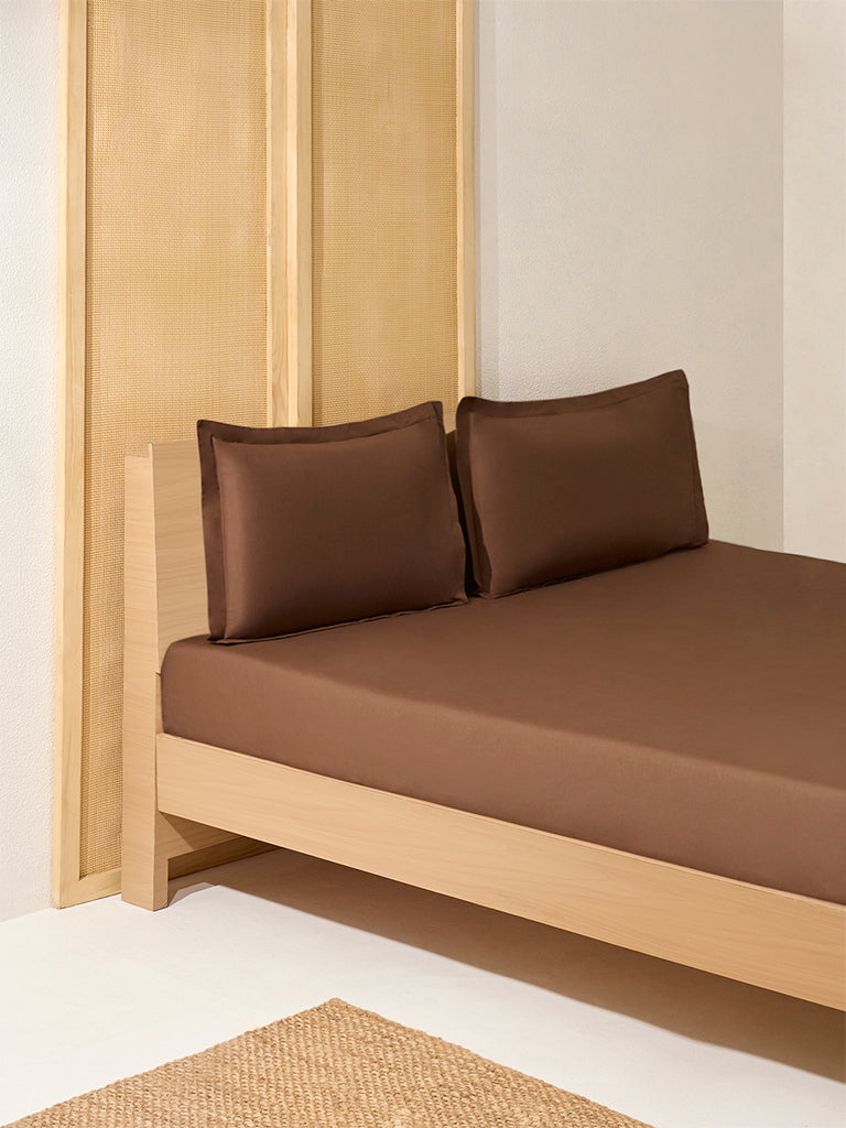 Westside Home Dark Brown Solid Queen Bed Sheet Set