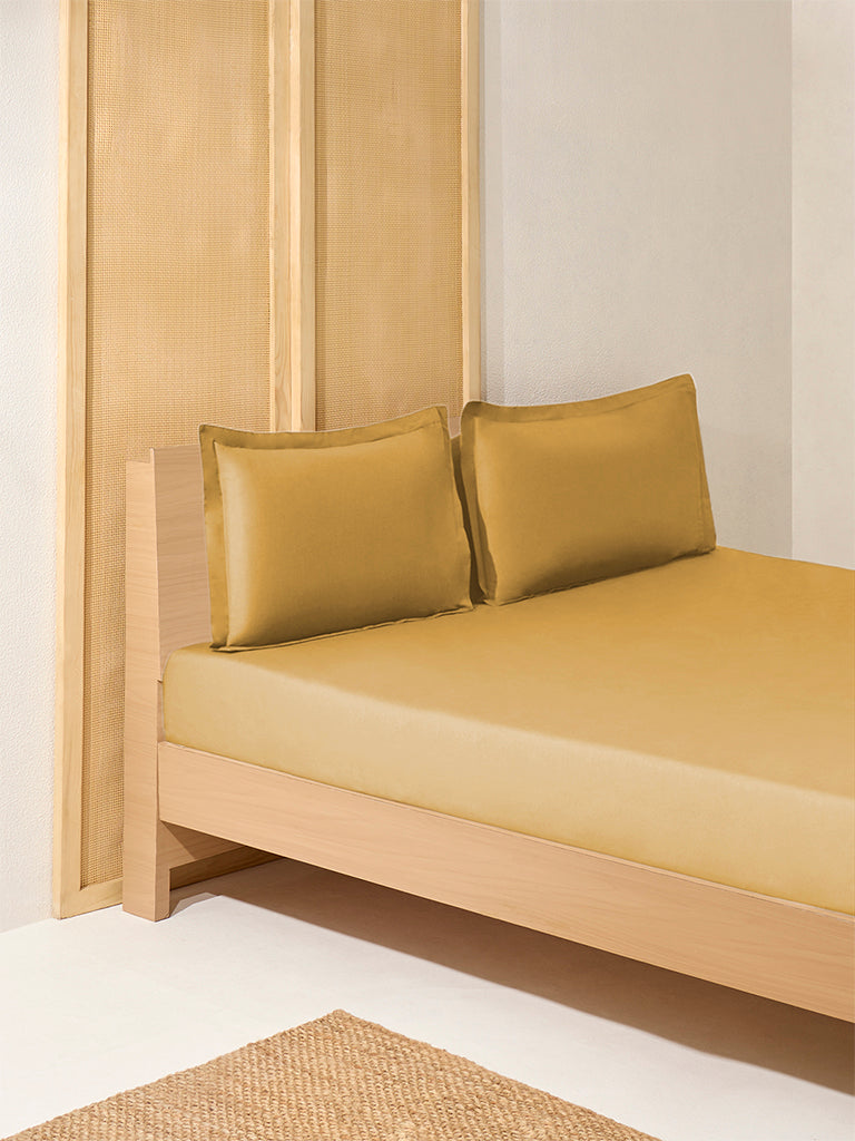 Westside Home Mustard Solid Queen Bed Sheet Set