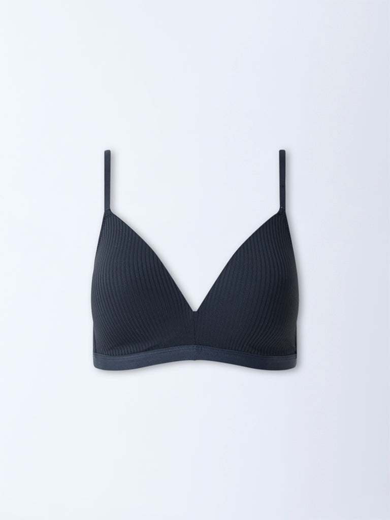 Wunderlove Black Self-Striped Padded Bra