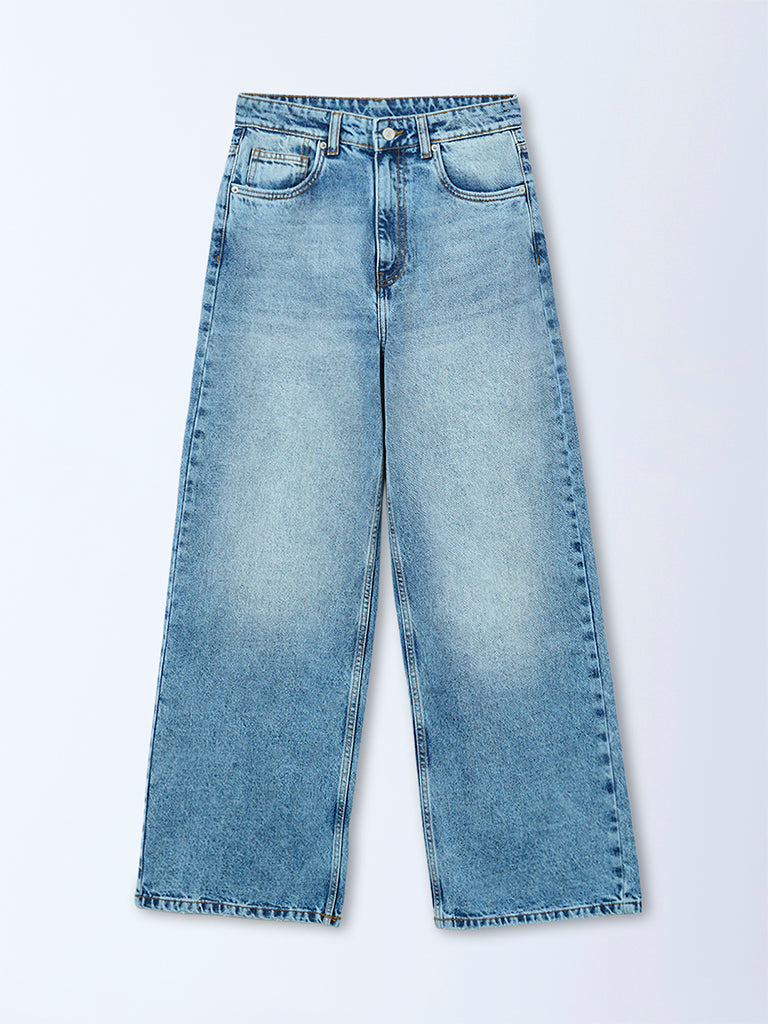 Nuon Blue Mid-Wash High-Rise Jeans