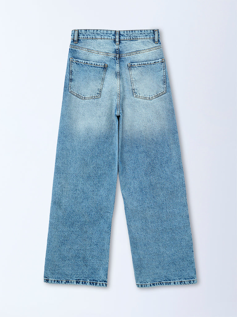 Nuon Blue Mid-Wash High-Rise Jeans