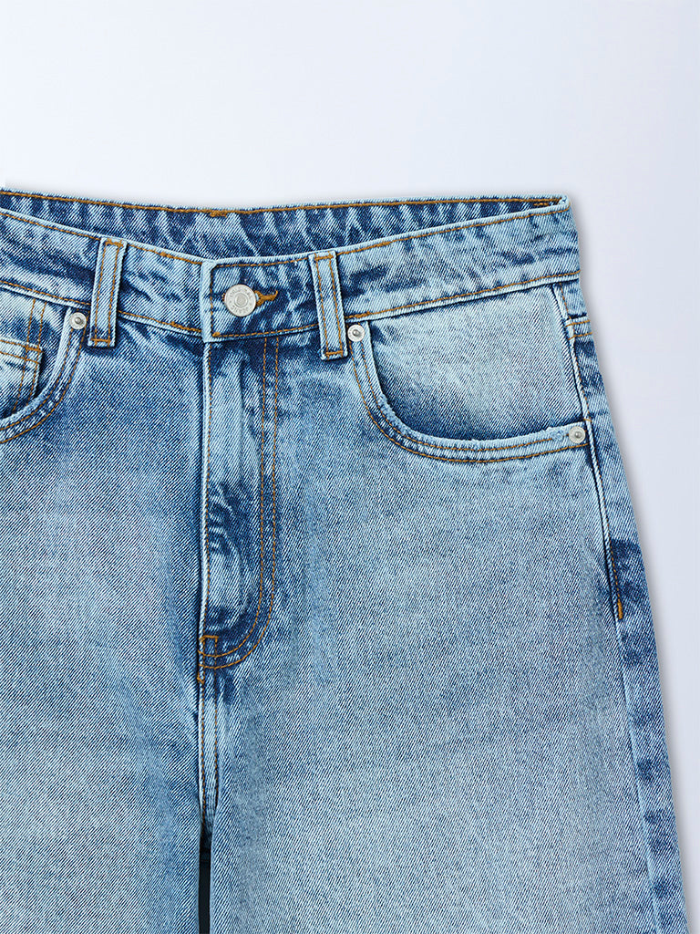 Nuon Blue Mid-Wash High-Rise Jeans