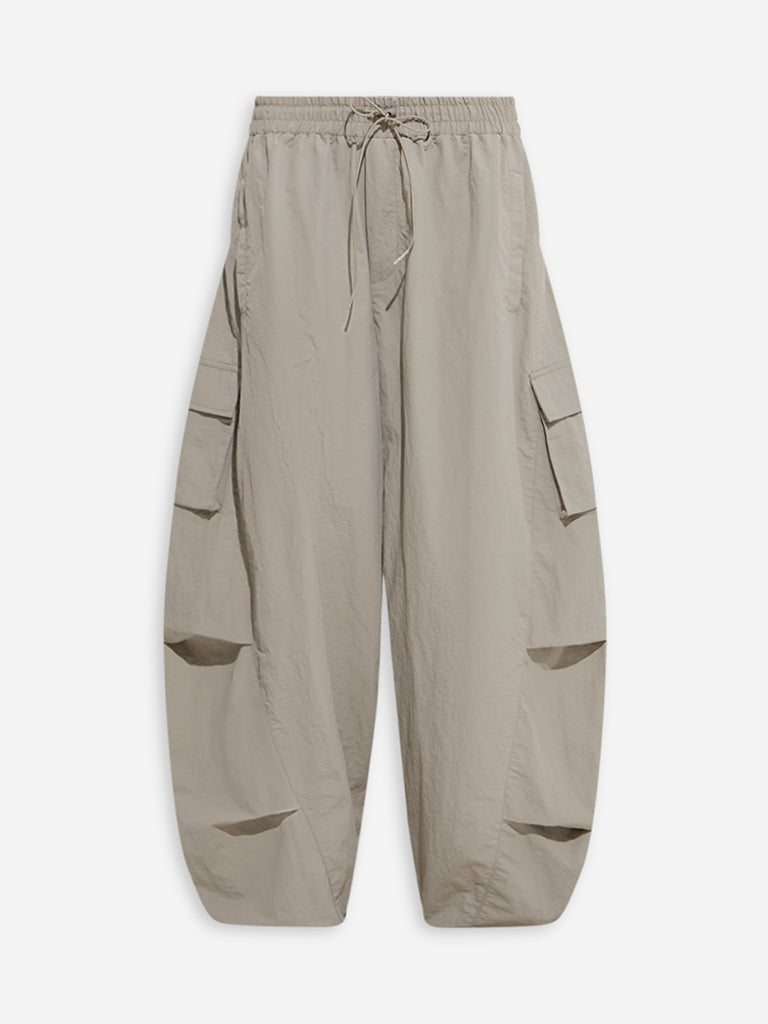 Westside Nuon Women's Beige Mid-Rise Harem Pants for Casual Wear Flatly View