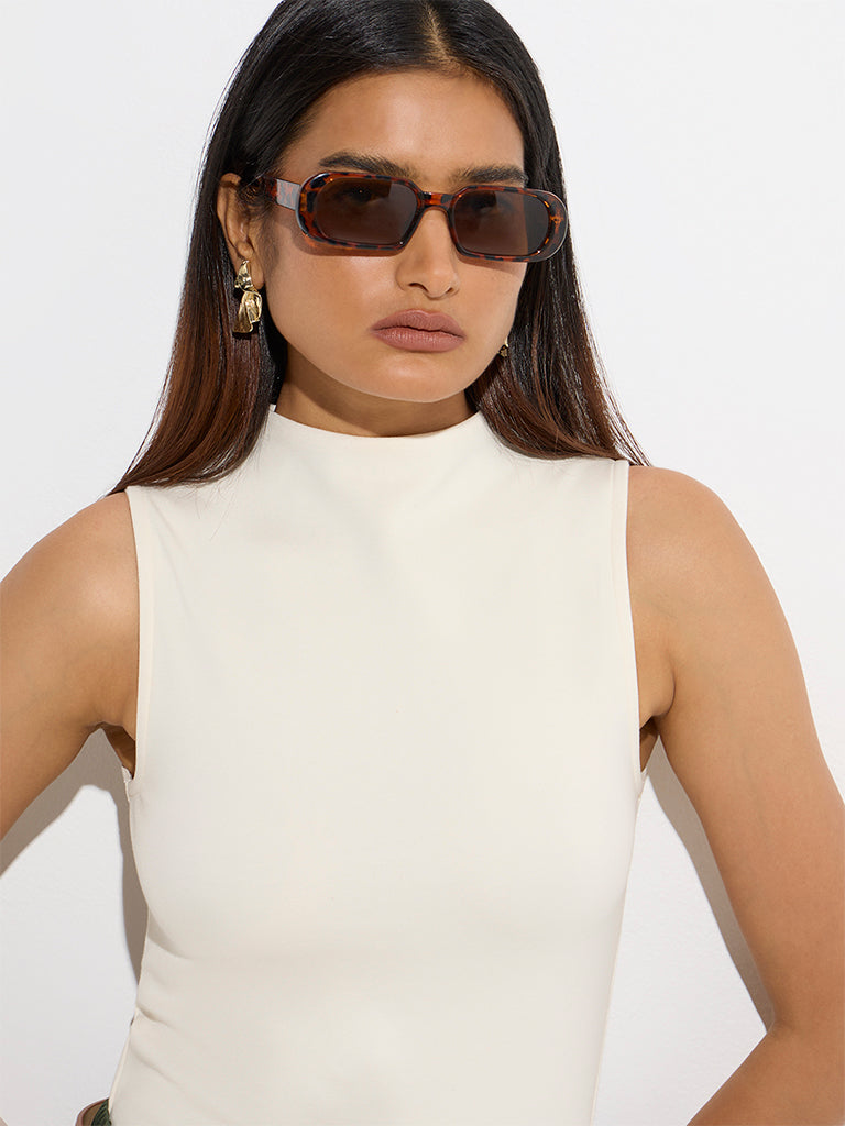 Wardrobe Off-White Solid Sleeveless Top