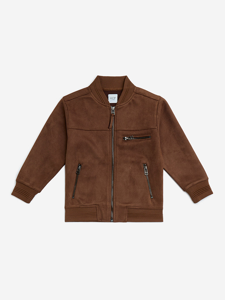 HOP Kids Boys Brown Suede Jacket
