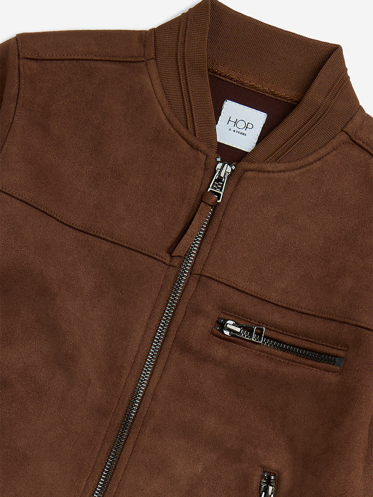 HOP Kids Boys Brown Suede Jacket