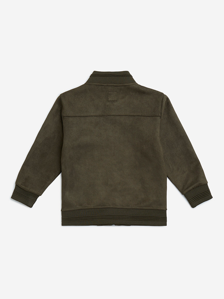 HOP Kids Boys Olive Suede Jacket