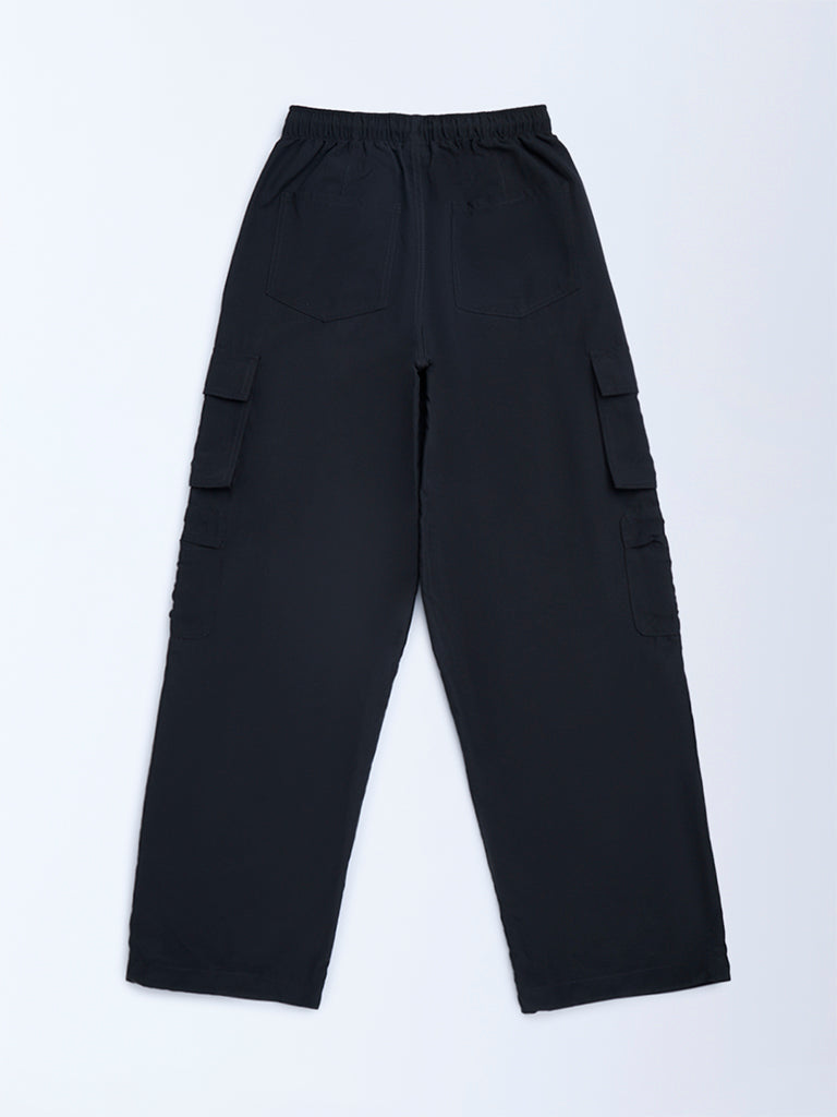 Girls Black High-Rise Joggers