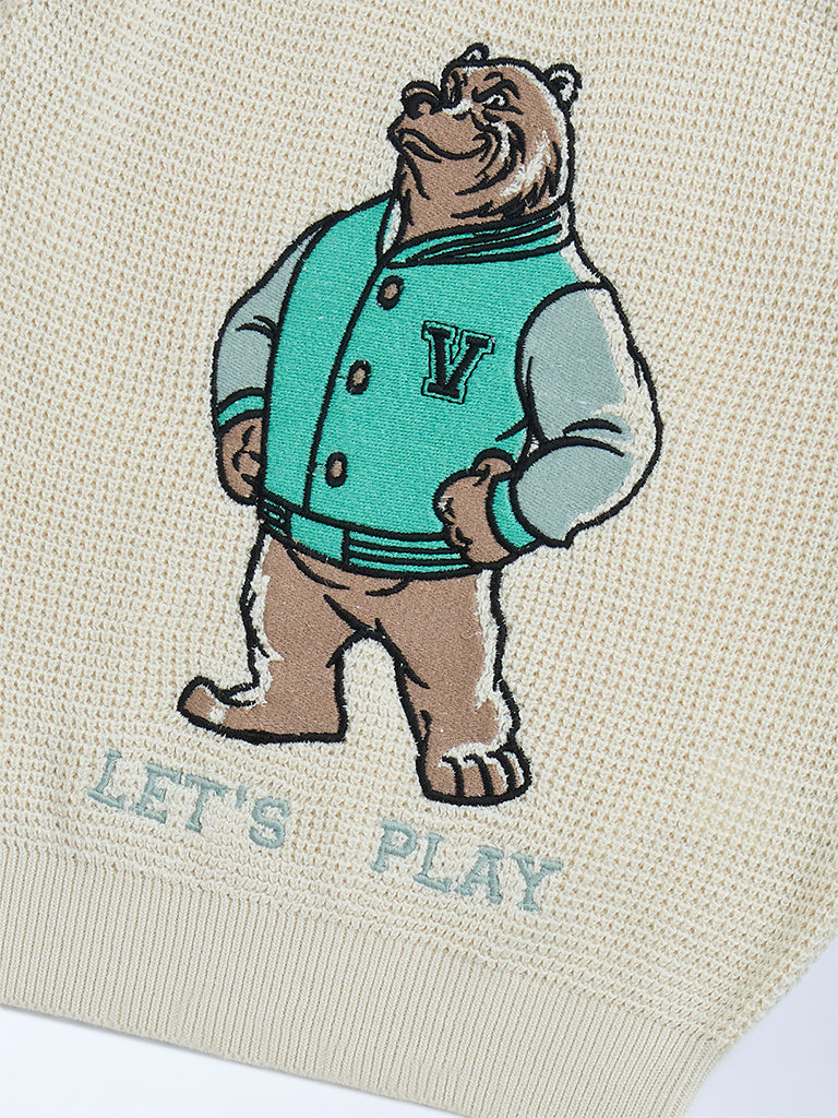 HOP Kids Boys Multicolour Colour-Blocked Knitted Cotton Sweater