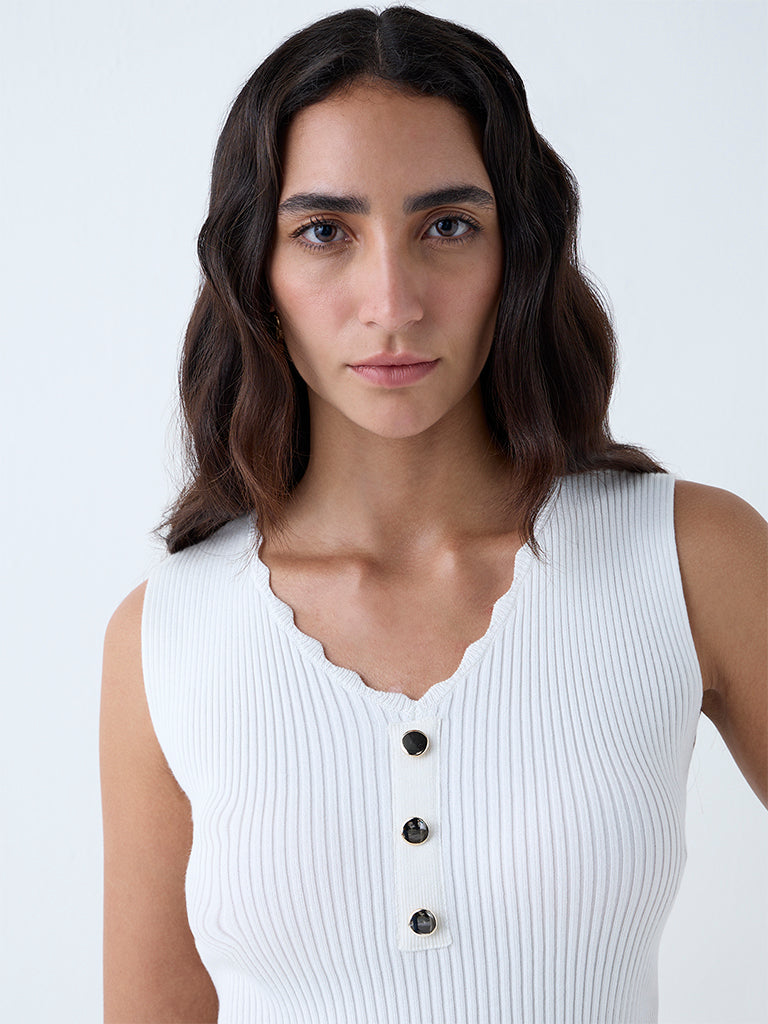Wardrobe White Ribbed-Textured Top