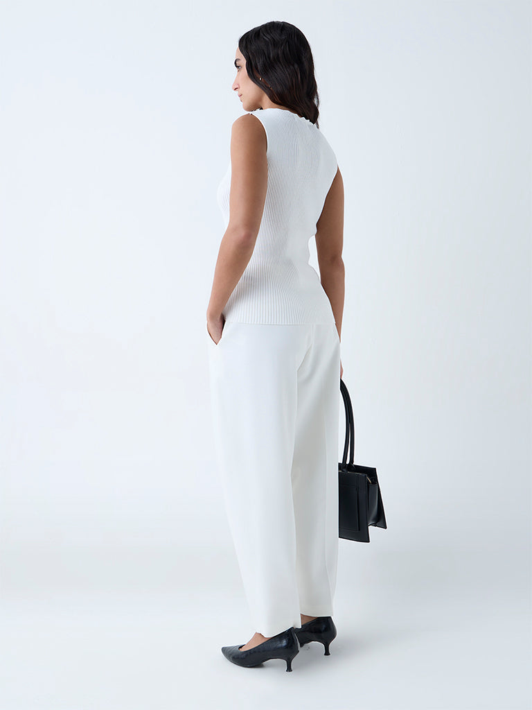 Wardrobe White Ribbed-Textured Top