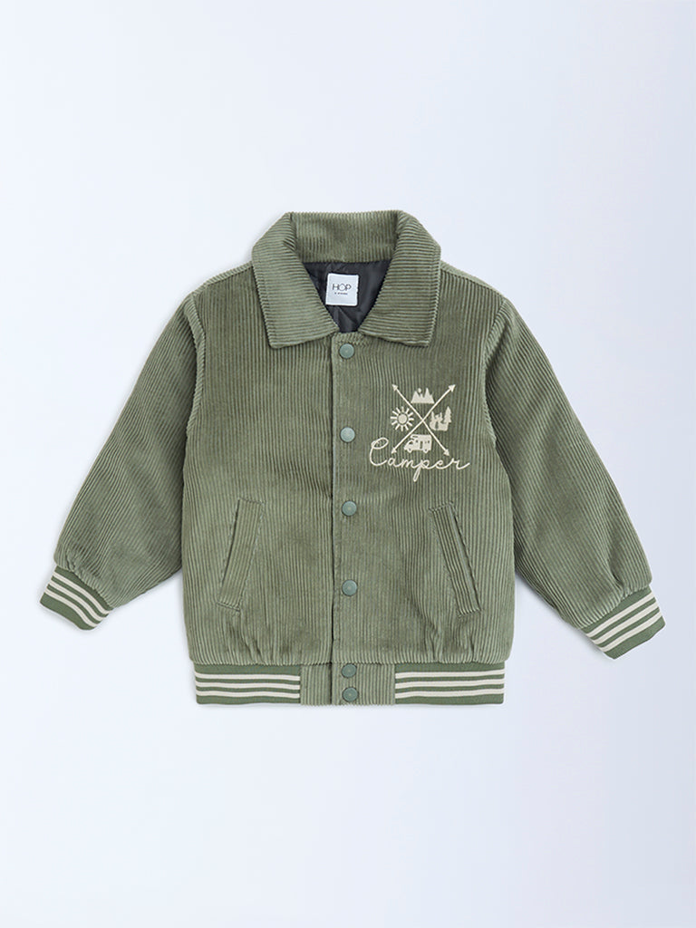 HOP Kids Boys Sage Typographic Corduroy Cotton Jacket