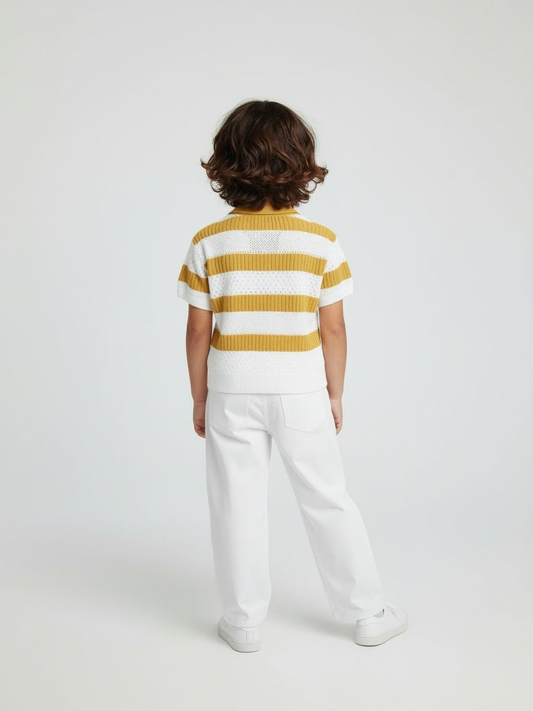 HOP Kids Boys Yellow Knitted Cotton T-Shirt
