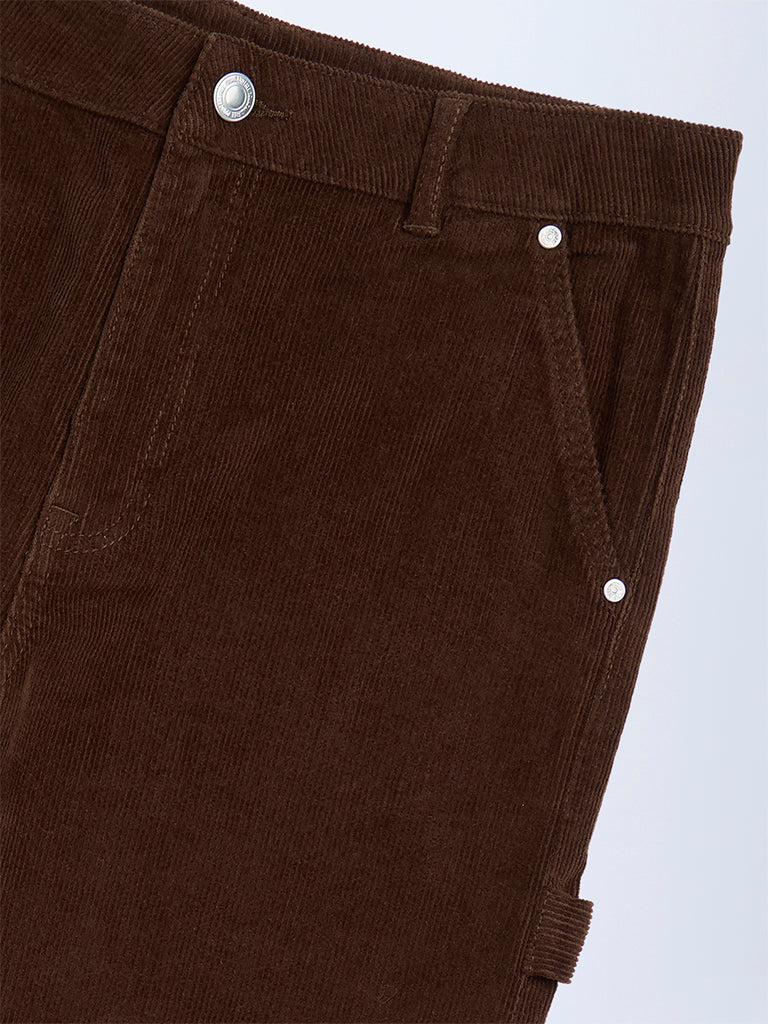 Y&F Kids Boys Brown Mid-Rise Corduroy Trousers