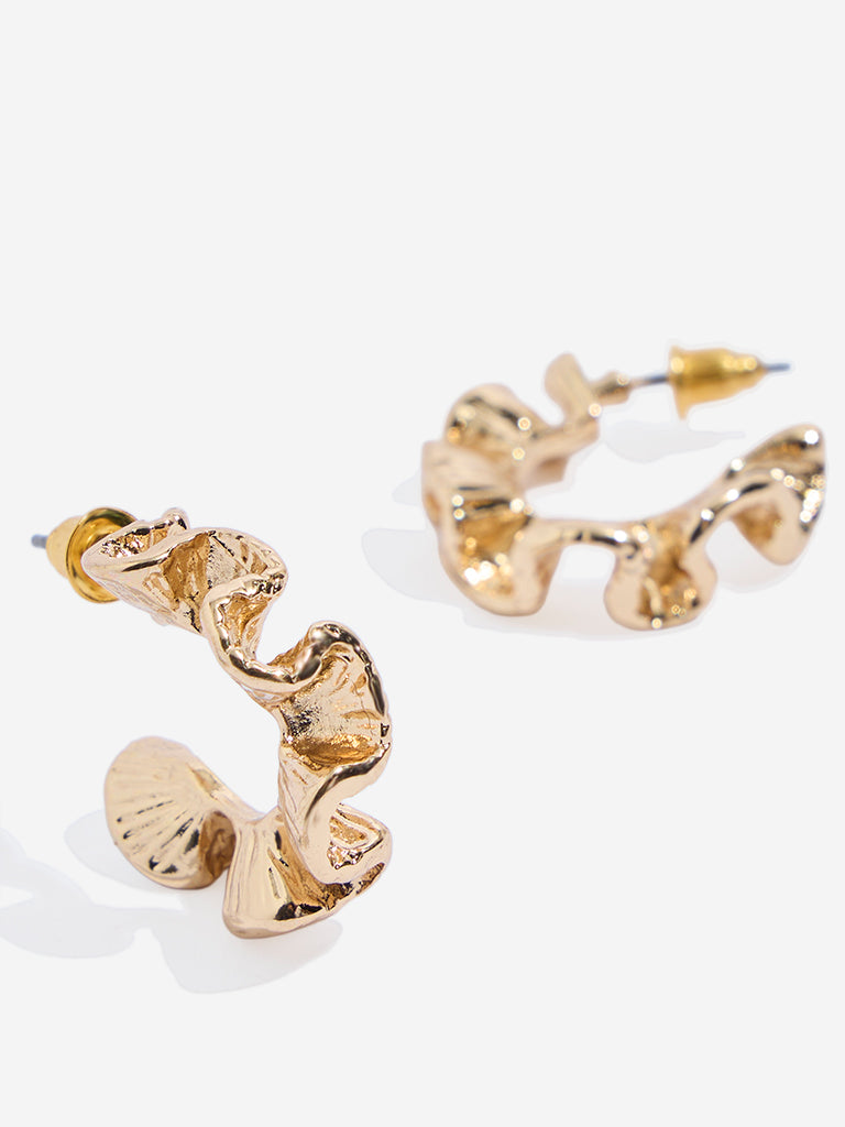 Half Hoop Three Colour Gold Earrings Westside Accessories Gold