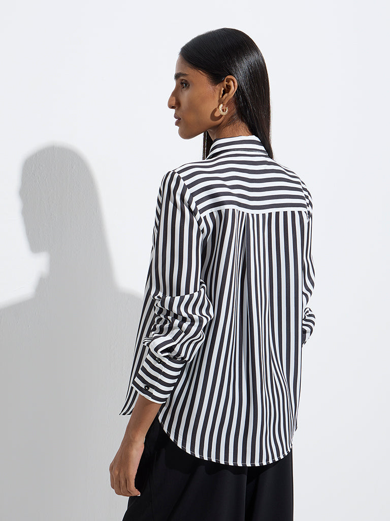 Buy Wardrobe Black Striped Shirt from Westside