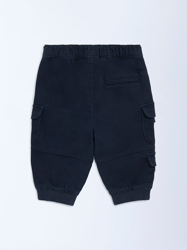 HOP Baby Boys Black Mid-Rise Cotton-Blend Joggers