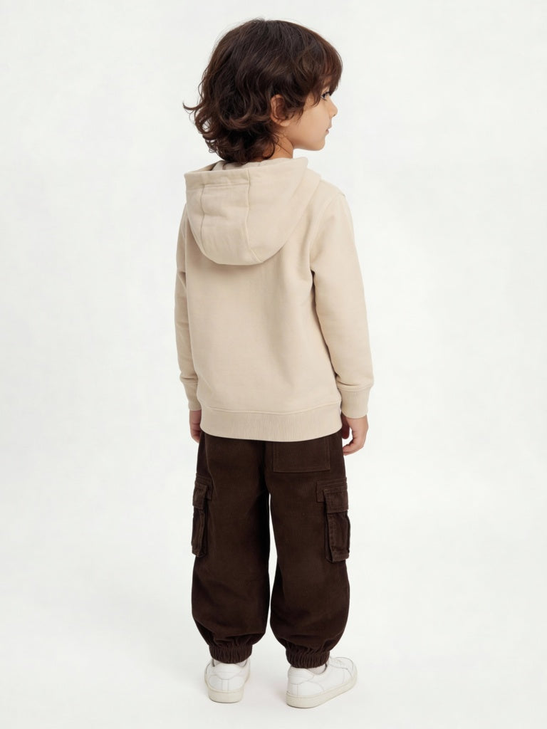 HOP Kids Boys Dark Brown Mid-Rise Corduroy Joggers