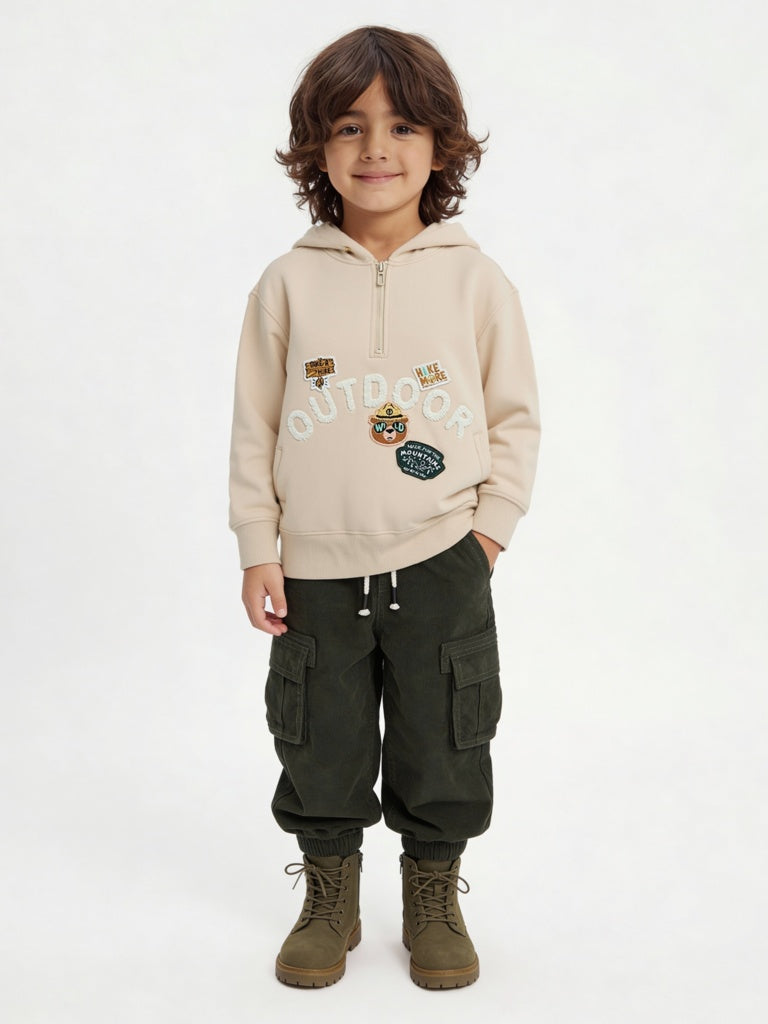 HOP Kids Boys Olive Mid-Rise Corduroy Joggers