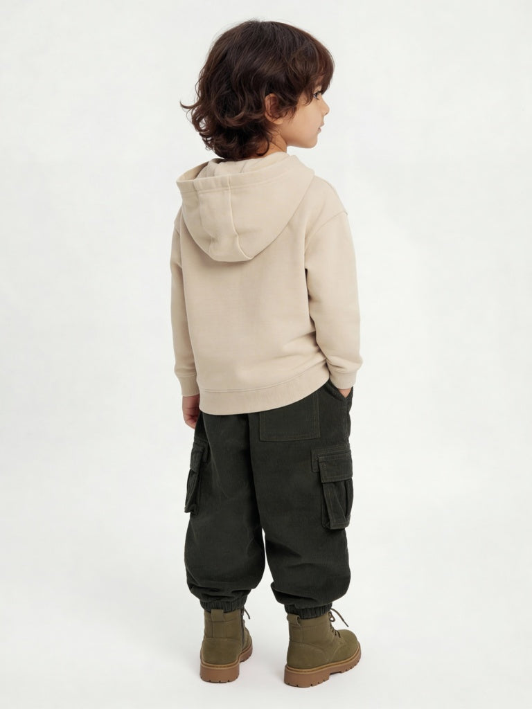 HOP Kids Boys Olive Mid-Rise Corduroy Joggers