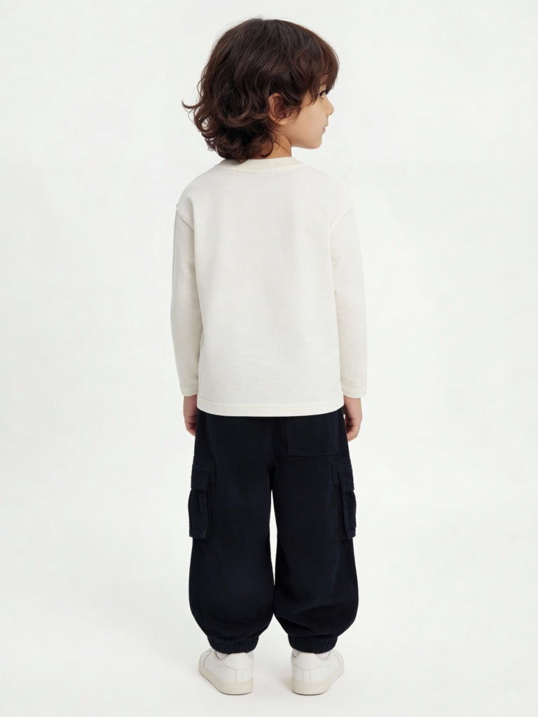 HOP Kids Boys Navy Mid-Rise Corduroy Joggers