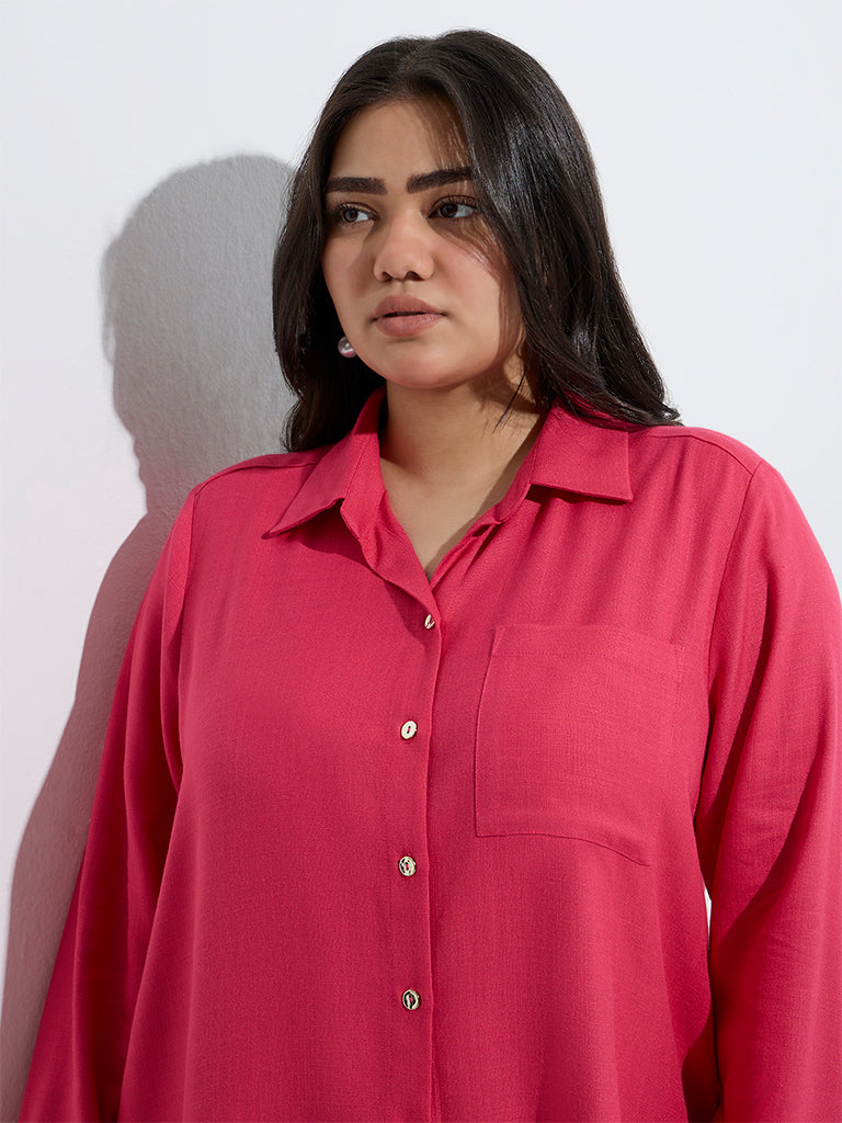 Westside Gia Women's Fuchsia Solid Shirt for Casual Wear Zoom View