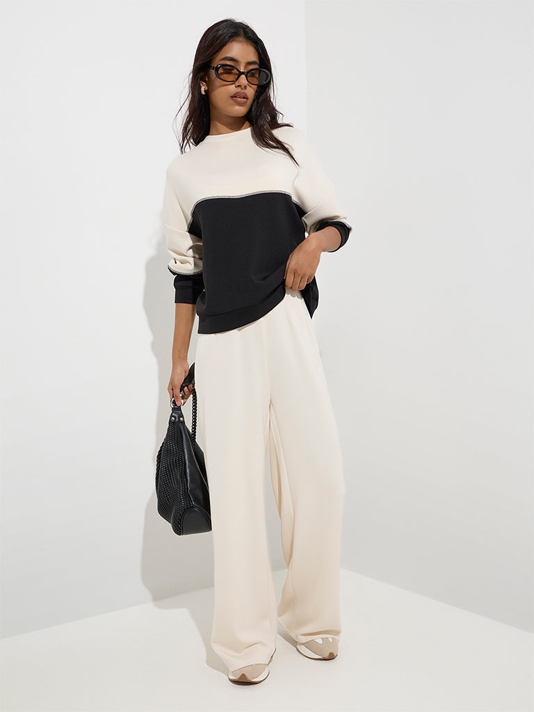 LOV Black Colour-Blocked Sweatshirt